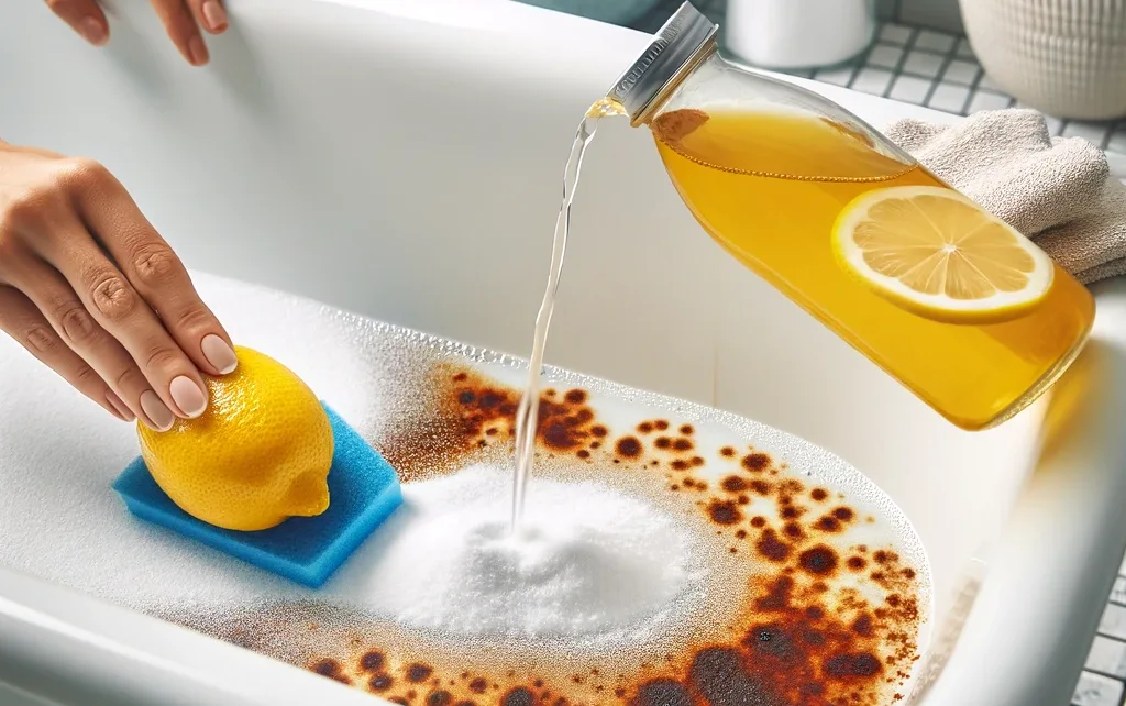 Lemon and Salt Scrub to clean bathtub