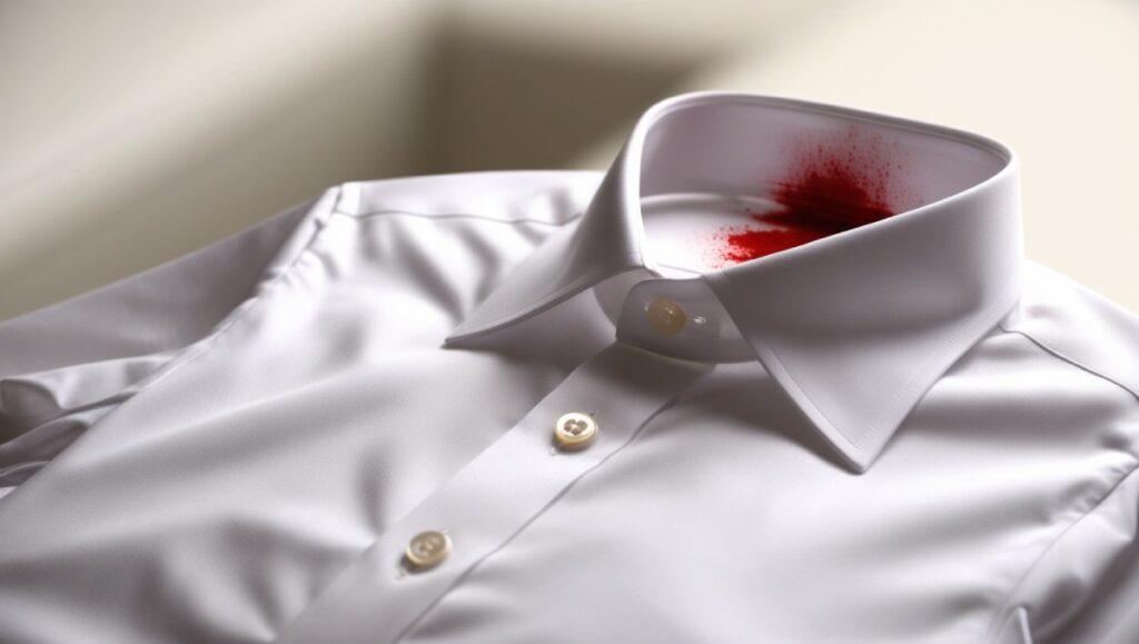 A white shirt with blood stain