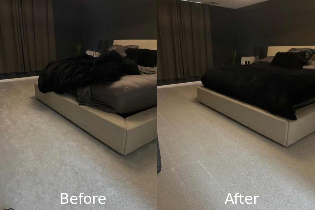 Bedroom before and after cleaning services